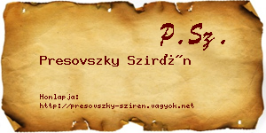 Presovszky Szirén névjegykártya